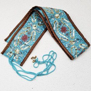 Blue and Brown Sequined Cloth Belt
